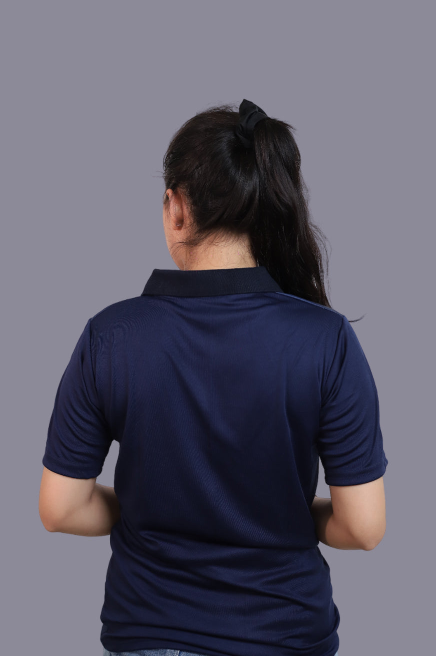 KHELO INDIA Blue White Half Sleeve Sports T-Shirt for Women